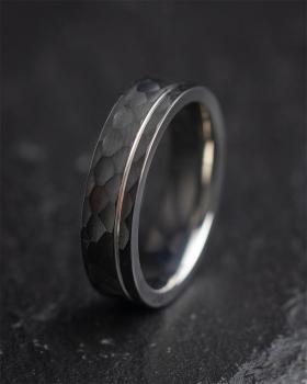 Preview: 6 mm facettierter Volltitanring - Alter Silver